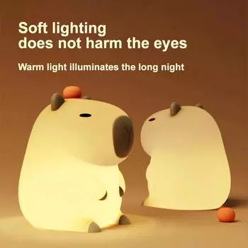 Capybara 3D Lamp Милый Аниме Силиконовый Ночной Светильник Сенсорное Управление USB Перезаряжаемый Таймер Диммирования Ночной Светильник Для Комнаты Декор