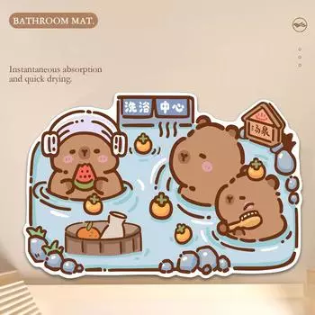 Capybara Bath Diatom Mud Bathroom Entrance Non-Slip Absorbent Mat Quick-Drying Bathroom Universal Foot Mat A1
