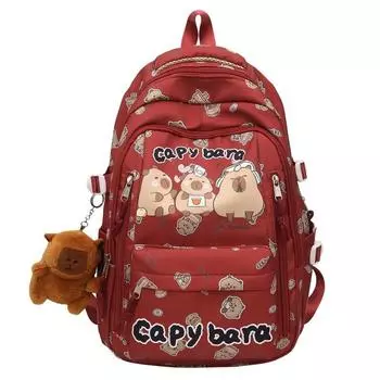 Capybara Cartoon Pattern Backpack Large Capacity Shoulders Bag Gift Children