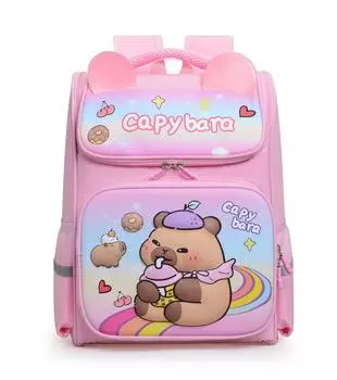 Capybara Children Backpack Rainbow Large Capacity Layered Storage Bag Gifts