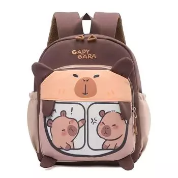 Capybara Children Themed Backpack Breathable Lightweight Cute Cartoon Schoolbag
