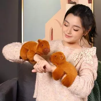 Capybara Clap Circle Toys Slap Snap Wrap Wristband Bracelet Capybara Plush Hand Ring Fun Pop Circles Toy для детей и девочек 25cm