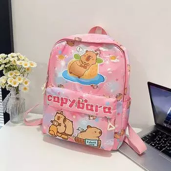 Capybara Cute Cartoon Car Bath Singing Printed Children Large Backpack Capacity