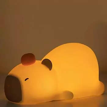 Capybara Cute Silicone LED Cartoon Night Light USB Rechargeable Dimming Sleep Night Lamp For Children s Room Decor Birthday Gift коричневый