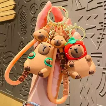 Кукла-капибара, брелок с музыкальным стиком, игрушка для снятия стресса, детский школьный рюкзак, кукла-подвеска, украшение