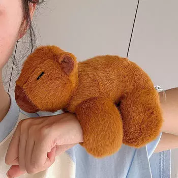 Capybara Hugger Slap Браслет Напульсник Игрушка Кукла Аксессуар Мягкая игрушка темно-коричневого