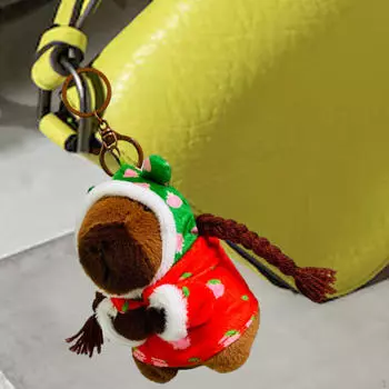 Брелок Капибара, брелок в виде животного, подвеска-шарм для кошелька, забавные аксессуары для женской сумки, мягкие игрушки красный