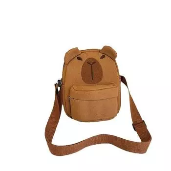 Capybara Kitty Cartoon Cross Chest Bag Coin Purse Canvas Kids Bag For Use Daily