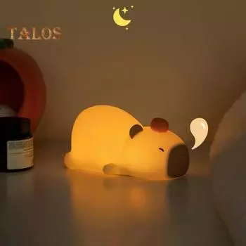 Ночник с капибарой, прикроватная лампа, регулируемая яркость, перезаряжаемая силиконовая настольная лампа с милыми животными, украшение для рабочего стола 1200mah