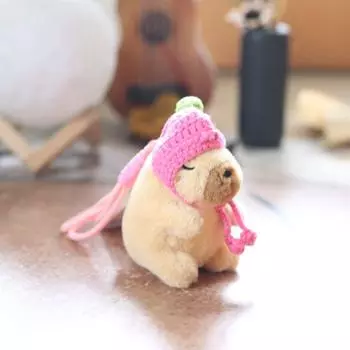 Capybara Pink Plush Keychain Toy With Watermelon Pattern Kid Doll Collectors Pink