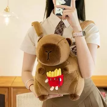 Рюкзак Capybara Plush Сумка через плечо Capybara Мягкая игрушка Kawaii Plushie Doll Меховая сумка Детская сумка Рюкзак Подарки на день рождения Orange capybara