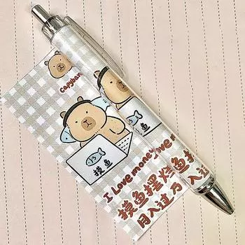 Capybara Press Pen Cartoon Cute Roll Paper Гелевые ручки Student 0.5Mm Быстросохнущая ручка для письма Kawaii Креативные канцелярские принадлежности