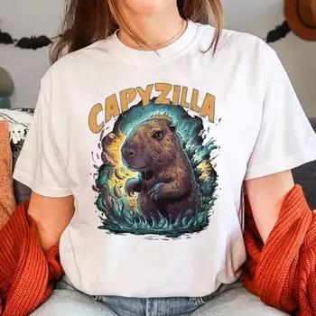Capybara Tee женская одежда для графического дизайнера Y2K в стиле харадзюку M