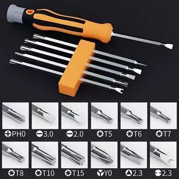 Car 12-in-1 Magnetic Screwdriver Set with Cross Flat and Phillips Heads Multi-Functional Precision High-Hardness Kit Tools Amagi