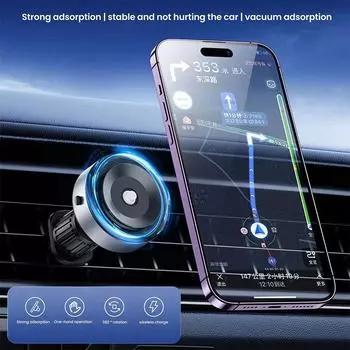 Car 15W Wireless Magnetic Fast Charging Bracket Vacuum Adsorption Navigation Support Bracket Outlet Mounting Bracket чёрный