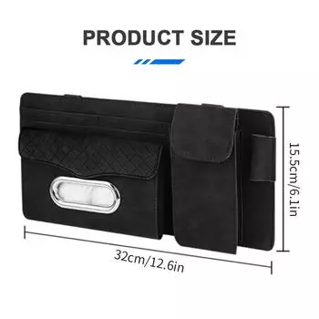 Car 4-In-1 Glasses Clip Sun Visor Multifunctional Storage Sunglasses Box Tissue Bag Car Storage Bag Interior Accessories