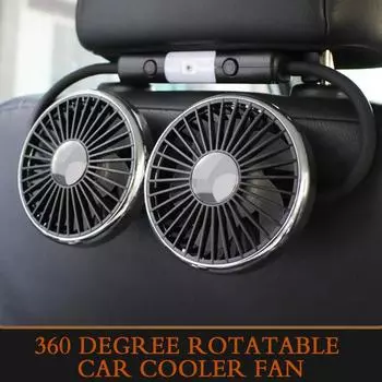 Car Accessories - 360 Degree Rotatable Car Cooler Fan Dual Head Car Rear Seat Auto Cooling Fan Low Noise Cooling Fans Car Electrical Appliances