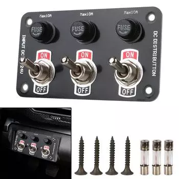 Car Accessories LED Toggle Ignition Switch Panel Engine Start Push Button Set ON/OFF Rocker Toggle 12V/24V Universal чёрный