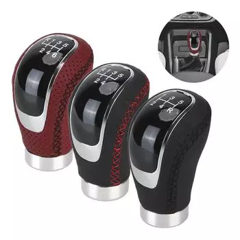 Car Accessories With Gear Knob Replaceable Cap Cover Gear Shift Knob 5/6 Speed Shifter Lever Manual Transmission Car PU Leather чёрный