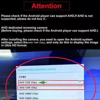 Car AHD Reverse Camera Wide Angle Waterproof Rear View Camera for Parking Monitor AHD Screen