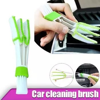 Car Air Conditioner Brush Car Gap Instrument Panel Brush Inside The Car Corner Cleaning Double-headed Brush Dust Collector 1PCS