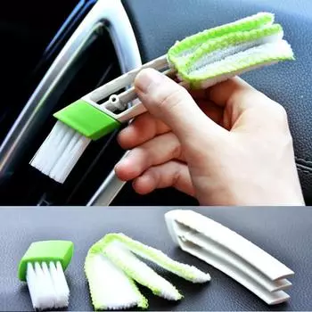 Car Air Conditioning Outlet Cleaning Brush Dust Remover Auto Dusting Blinds Keyboard Cleaner Car Interior Cleaning Accessories зелёный