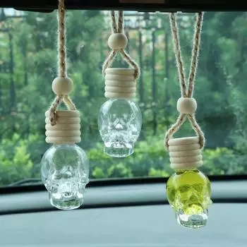 Car Air Freshener Diffuser Perfume Aromatherapy Essential Oil Bottle Pendant Perfume Skull Empty Bottle Aromatherapy Bottle Tool прозрачный