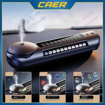 Car Air Freshener Solar Powered Mist Aroma Diffuser for Essential Oil Removing Odors Sound Pickup RGB Light Parking Phone Plate серый