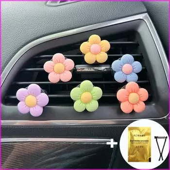 Car Air Outlet Perfume Clip Auto Decorative Air Freshener Daisy Flower Fragrance Car Air Conditioner Vent Aromatherapy Decor