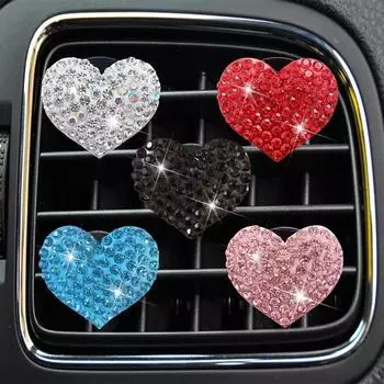 Car Air Outlet Perfume Clip Diamond Loving Heart Auto Air Vent Decoration Car Air Freshener Clip Automobile Interior Ornament