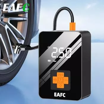 Car Air Pump Tyre Inflator Compressore Portatile Auto Pump Full Screen Display Motorcycle Ball Emergency Lights Repair Tools чёрный