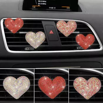 Автомобильный зажим для воздуховода Автомобильный бриллиантовый зажим для духов Love Heart Ароматизатор воздуха Освежитель воздуха Декор для автомобиля Аксессуары для автомобиля розовый