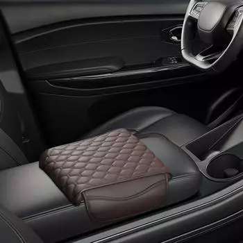 Car Arm Rest Cover Pad Waterproof Leather Center Console Pad Storage Pockets Auto Armrest Seat Box Protector Soft Memory Foam красный