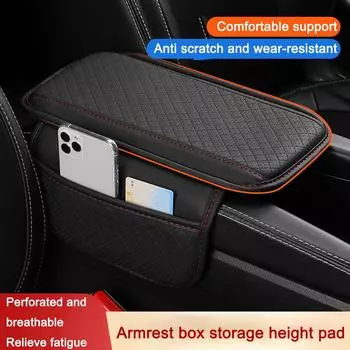 Car Armbox Increase Anti-slip Pad Center Console Cushion Protection Storage Bag PU Leather Protective Pad Accesorios Para A I6N5 чёрный