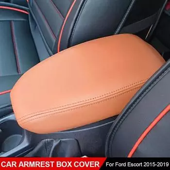 Car Armrest Box Center Console Lid Armrest Cover Interior Accessories Microfiber Leather Cover For Ford Escort 2015-2019