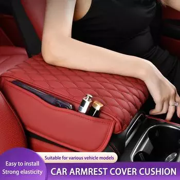 Car Armrest Box Height Pad Universal Leather Armrest Cushion With Pocket Protection Cushion Auto Armrests Storage Box Cover Pad чёрный