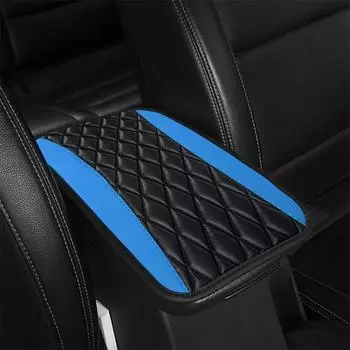 Car Armrest Cover Mat Universal PU Leather Ethnic Style Print Waterproof Non Slip Storage Box Pad Auto Styling Interior Accessor чёрный