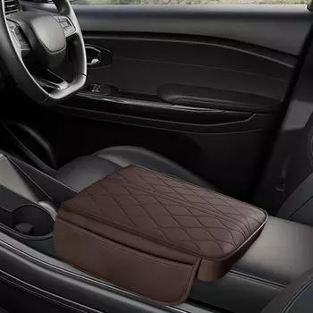 Car Armrest Cushion Waterproof Leather Center Console Pad With Storage Pockets Soft Memory Foam Automotive Elbow Rest Box Cover
