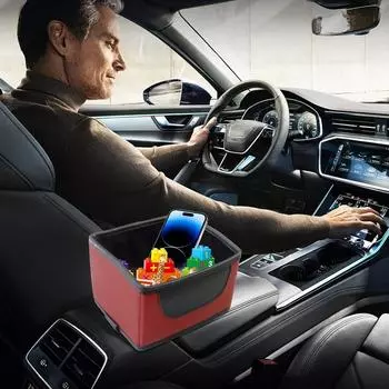 Car Armrest Organizer Car Armrest Paper Towel Holder Multi-function Artificial Leather Paper Towel Storage Case For Snacks Cards