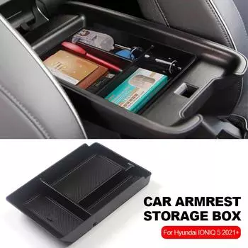 Подлокотник автомобиля Ящик для хранения Органайзер Лоток Центральная консоль Укладка Уборка Для Hyundai IONIQ 5 2024+ Авто Аксессуары Для Автомобиля Интерьер чёрный