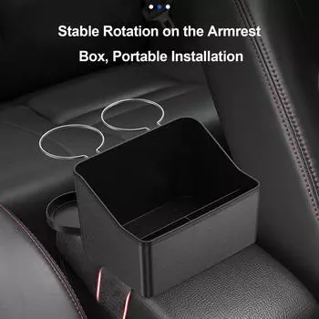 Car Armrest Storage Box With Cup Holder Auto Tissue Storage Box Foldable Auto Armrest Tray Organizer Car Interior For Phone Cup