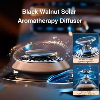 Car Aromatherapy New Luxury Solid Wood Solar Aromatherapy Freshener Light Air Rotatable Accessories Wood Car With Car Perfu O0D1