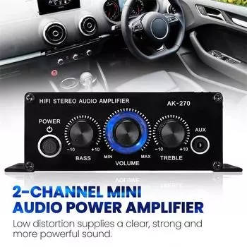 Car Audio Amplifier Mini 400W 12V HIFI Digital Stereo 2.0 Channel Audio Amplifier FM Amplificador Home Radio Cinema Sound System чёрный