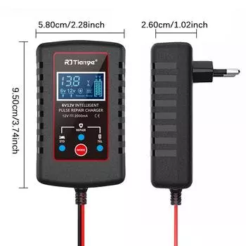 Car Automatic Float Charger Multiple Protections 6V 12V Switch ASE Adapter Cable For Motorcycle Lawn Mower Smart Battery Charger чёрный