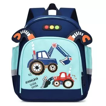Car Baby 3-5 Years Old Cute Kindergarten Backpack Tibetan Blue Kindergarten Small and Middle Class