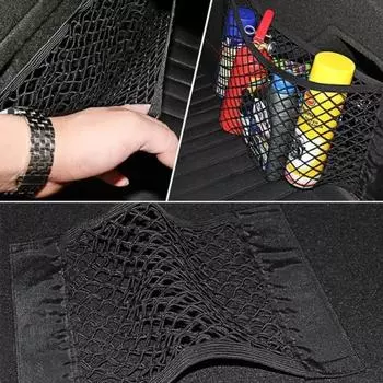 Car Back Rear Trunk Storage Net Magic Sticker Mesh Elastic Seat Back Bag String Net Car Accessories Interior Seat Back Organizer
