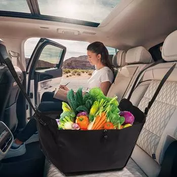 Car Back Seat Organizer Reusable Tote With Drawstrings Tear Resistant Oxford Cloth High Capacity Portable Foldable Car Seat чёрный