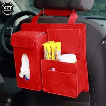 Car Back Seat Storage Bag Hanging Bag for Paper Towel Phone Storage Felt Bag Trash Can Organizer Car Travel Organizer