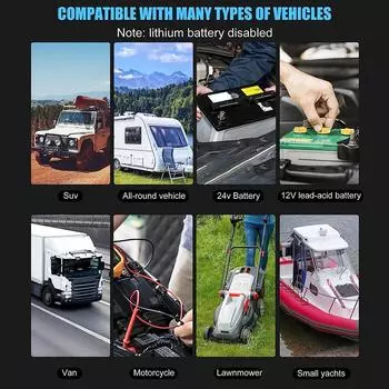 Автомобильные зарядные устройства для аккумуляторов с интеллектуальным обнаружением 130 Вт, вилка ЕС, 12 В, 8 А / 24 В, 4 А, вход 100 В / 240 В для импульсного ремонта свинцово-кислотных аккумуляторов AMG чёрный