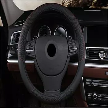 Car Black 38cm PU Leather Steering Wheel Cover Skidproof Comfortable Car-styling